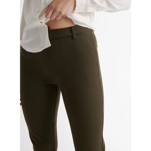 Quince Ultra-Stretch Ponte Straight Leg Pants in Olive Green Size Small Petite - Picture 4 of 13